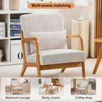 Zeus & Ruta Fauteuil d'appoint rembourré de style moderne du milieu du siècle avec oreiller et cadre en bois massif