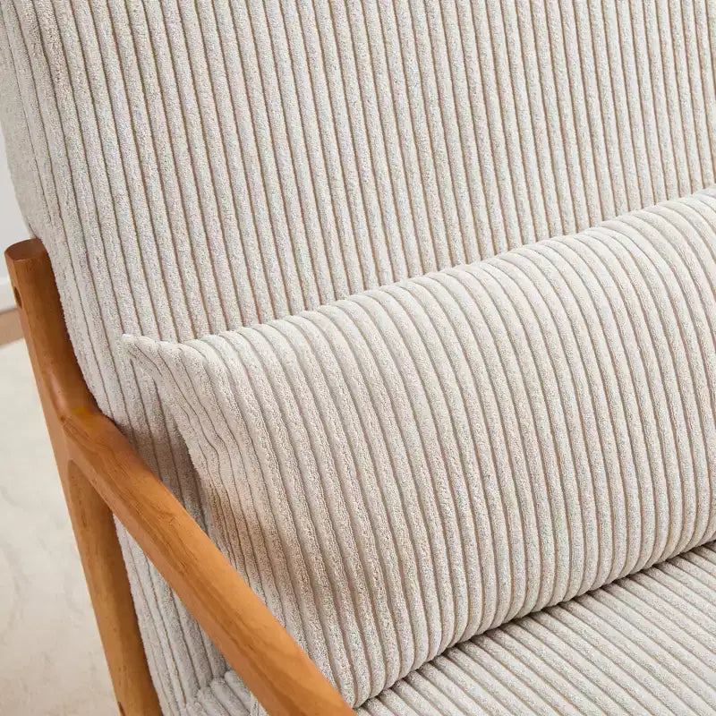 Zeus & Ruta Fauteuil d'appoint rembourré de style moderne du milieu du siècle avec oreiller et cadre en bois massif