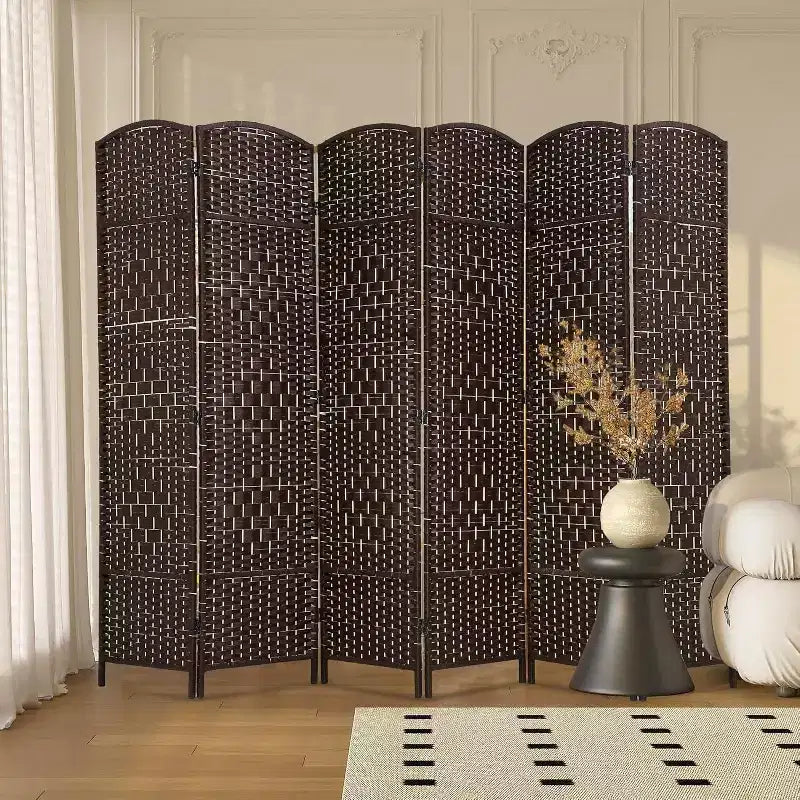 MAYEERTY 6 Panel Room Divider Privacy Folding Screen Wood