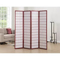 MAYEERTY 4 Panel Privacy Screen Room Divider Wood Paper Cherry