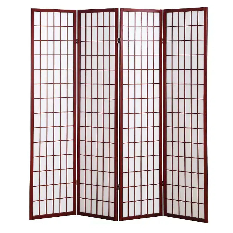 MAYEERTY Paravent 4 panneaux en bois et papier motif cerisier