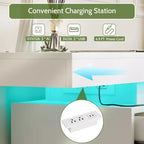 Dyonery Commode Moderne 6 Tiroirs avec Plateau Coulissant, Station de Charge & Lumières LED, Grande Armoire de Rangement pour Vêtements, pour Chambre, Blanc