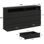 Dyonery Commode Moderne 6 Tiroirs avec Plateau Coulissant, Station de Charge & Lumières LED, Grande Armoire de Rangement pour Vêtements, pour Chambre, Blanc