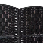 MAYEERTY Paravent 4 Panneaux Tressage Osier Noir Hauteur 1,8 m