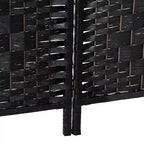 MAYEERTY Paravent 4 Panneaux Tressage Osier Noir Hauteur 1,8 m