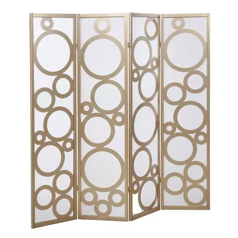 MAYEERTY Paravent à 4 panneaux motif cercle doré pour maison et bureau