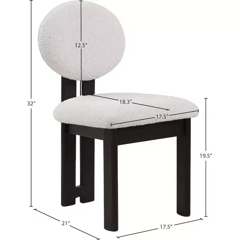 Meridian Furniture, Chaises de salle à manger en tissu bouclé Napa, Lot de 2