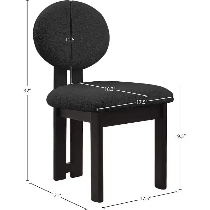 Meridian Furniture, Chaises de salle à manger en tissu bouclé Napa, Lot de 2