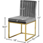 Meridian Furniture Giselle Chaise de salle à manger en velours, lot de 2
