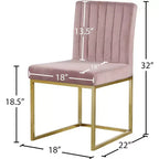 Meridian Furniture Giselle Chaise de salle à manger en velours, lot de 2