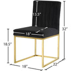 Meridian Furniture Giselle Chaise de salle à manger en velours, lot de 2