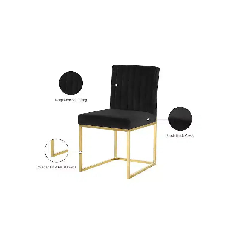 Meridian Furniture Giselle Chaise de salle à manger en velours, lot de 2