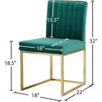 Meridian Furniture Giselle Chaise de salle à manger en velours, lot de 2