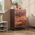 GALAXHERO Commode à 4 tiroirs en bois, Table de chevet haute et Commode de rangement pour chambre, couloir, salon et placard, Cadre en métal robuste
