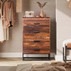 GALAXHERO Commode à 4 tiroirs en bois, Table de chevet haute et Commode de rangement pour chambre, couloir, salon et placard, Cadre en métal robuste