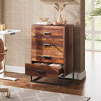 GALAXHERO Commode à 4 tiroirs en bois, Table de chevet haute et Commode de rangement pour chambre, couloir, salon et placard, Cadre en métal robuste