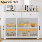 Meuble de rangement de cuisine de style ferme moderne de 107 cm de large, buffet avec tiroirs, étagères réglables et portes, pour salon et salle à manger