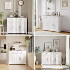 Meuble de rangement de cuisine de style ferme moderne de 107 cm de large, buffet avec tiroirs, étagères réglables et portes, pour salon et salle à manger