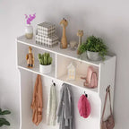 Porte-manteau de ferme, organisateur d'entrée 4-en-1 avec 7 casiers à chaussures et 7 crochets, banc de rangement pour vestiaire/couloir/chambre à coucher