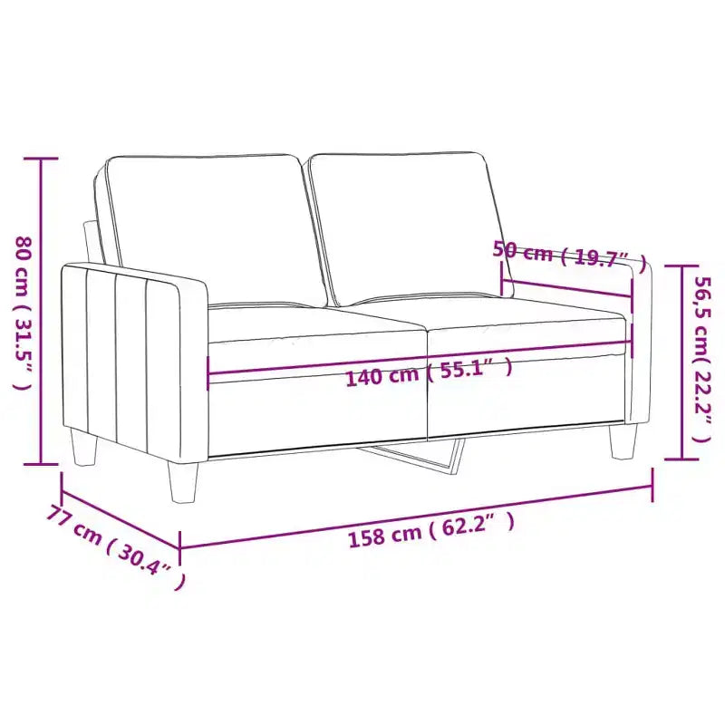vidaXL Canapé 2 places Velours gris clair, Métal, Textilène Medium
