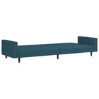 vidaXL Canapé-Lit 2 Places en Velours Bleu - Causeuse Convertible pour Salon, Dortoir, Bureau - Rembourré Taille Lit Simple avec Cadre en Bois