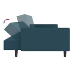vidaXL Canapé-Lit 2 Places en Velours Bleu - Causeuse Convertible pour Salon, Dortoir, Bureau - Rembourré Taille Lit Simple avec Cadre en Bois