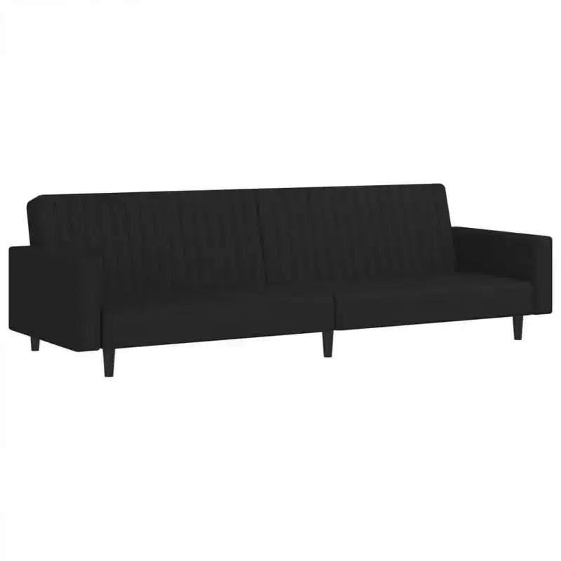vidaXL Black Velvet 2-Seater Sleeper Sofa - Convertible Loveseat/Daybed for Living Room, Studio, Apartment