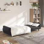 vidaXL Canapé-Lit 2 Places en Velours Noir - Causeuse Convertible/Lit de Repos pour Salon, Studio, Appartement