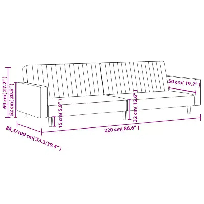 vidaXL Canapé-Lit 2 Places en Velours Noir - Causeuse Convertible/Lit de Repos pour Salon, Studio, Appartement
