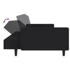 vidaXL Canapé-Lit 2 Places en Velours Noir - Causeuse Convertible/Lit de Repos pour Salon, Studio, Appartement