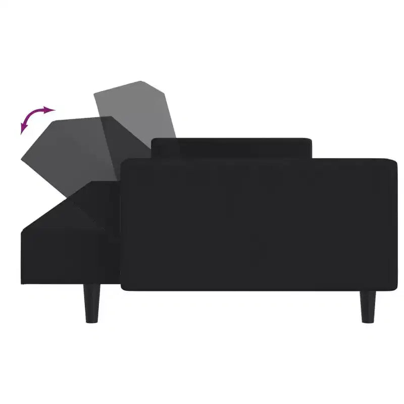 vidaXL Canapé-Lit 2 Places en Velours Noir - Causeuse Convertible/Lit de Repos pour Salon, Studio, Appartement