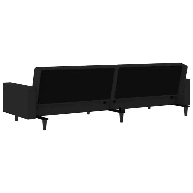 vidaXL Canapé-Lit 2 Places en Velours Noir - Causeuse Convertible/Lit de Repos pour Salon, Studio, Appartement