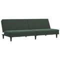 vidaXL 2-Seater Velvet Sofa Bed Convertible Loveseat Sleeper - Dark Green, Soft Upholstery, Sturdy Wood Frame, for Living Room, Small Spaces