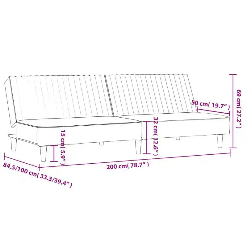 vidaXL Canapé-Lit 2 Places en Velours Convertible - Vert Foncé, Rembourrage Doux, Cadre en Bois Robuste, pour Salon, Petits Espaces