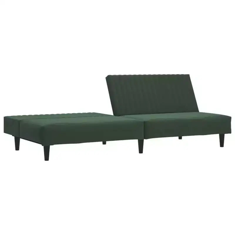 vidaXL Canapé-Lit 2 Places en Velours Convertible - Vert Foncé, Rembourrage Doux, Cadre en Bois Robuste, pour Salon, Petits Espaces