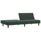 vidaXL Canapé-Lit 2 Places en Velours Convertible - Vert Foncé, Rembourrage Doux, Cadre en Bois Robuste, pour Salon, Petits Espaces
