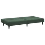 vidaXL Canapé-Lit 2 Places en Velours Convertible - Vert Foncé, Rembourrage Doux, Cadre en Bois Robuste, pour Salon, Petits Espaces