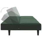 vidaXL Canapé-Lit 2 Places en Velours Convertible - Vert Foncé, Rembourrage Doux, Cadre en Bois Robuste, pour Salon, Petits Espaces