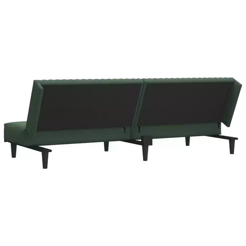 vidaXL Canapé-Lit 2 Places en Velours Convertible - Vert Foncé, Rembourrage Doux, Cadre en Bois Robuste, pour Salon, Petits Espaces