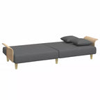 Canapé-lit 2 places vidaXL avec oreillers et pouf - Velours gris foncé