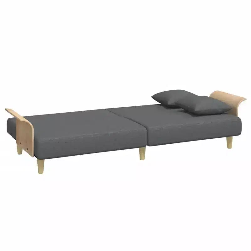 Canapé-lit 2 places vidaXL avec oreillers et pouf - Velours gris foncé