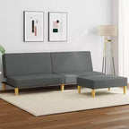 Canapé-lit 2 places vidaXL avec oreillers et pouf - Velours gris foncé