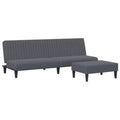 vidaXL 2-Piece Sofa Set Dark Gray Velvet - Modern Convertible Sofa Bed with Footstool, Soft Upholstery, Ample Seating/Sleeping Space, Sturdy Legs