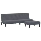 vidaXL 2-Piece Sofa Set Dark Gray Velvet - Modern Convertible Sofa Bed with Footstool, Soft Upholstery, Ample Seating/Sleeping Space, Sturdy Legs