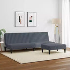 vidaXL Ensemble canapé 2 places velours gris foncé - Canapé-lit convertible moderne avec repose-pieds, Revêtement doux, Grand espace d'assise/de couchage, Pieds robustes