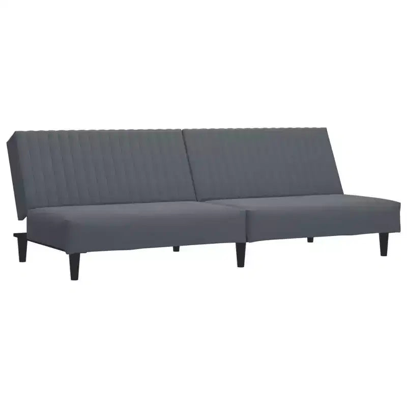 vidaXL Ensemble canapé 2 places velours gris foncé - Canapé-lit convertible moderne avec repose-pieds, Revêtement doux, Grand espace d'assise/de couchage, Pieds robustes
