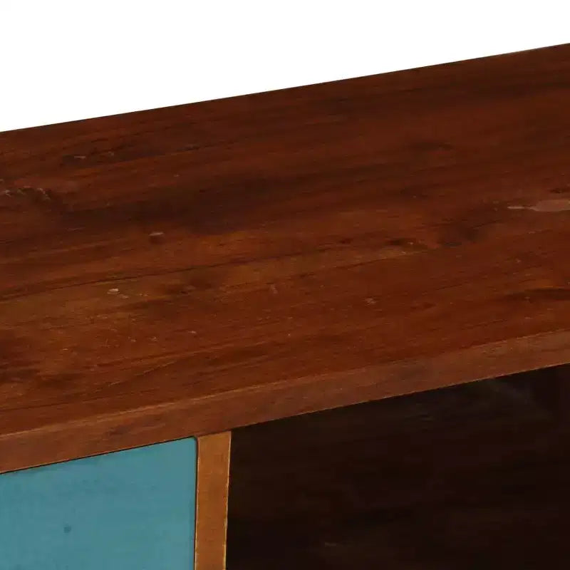 vidaXL Meuble TV en Bois Massif d'Acacia avec Finition Miel Foncée - Style Rétro, 3 Tiroirs, 2 Compartiments de Rangement, Grains de Bois Uniques, Montage Facile