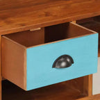 vidaXL Meuble TV en Bois Massif d'Acacia avec Finition Miel Foncée - Style Rétro, 3 Tiroirs, 2 Compartiments de Rangement, Grains de Bois Uniques, Montage Facile