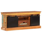 Meuble TV vidaXL – Meuble en bois de style antique 43,3x11,8x17,7 avec trois compartiments et un tiroir – Bois de récupération massif