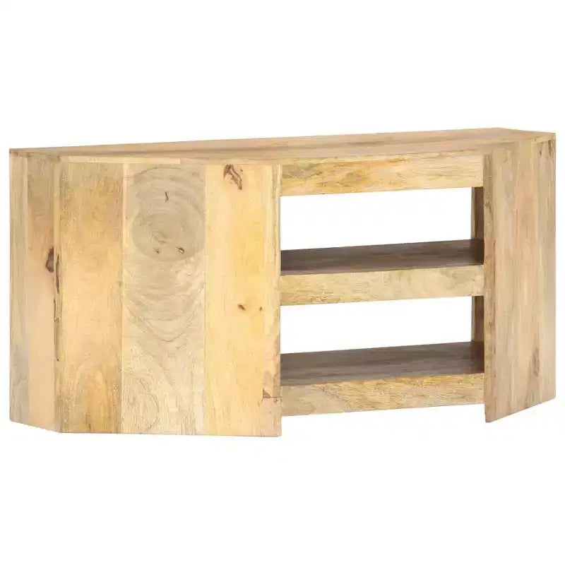 vidaXL Meuble TV Tons de bois variés Bois de manguier massif 90x45x45 cm